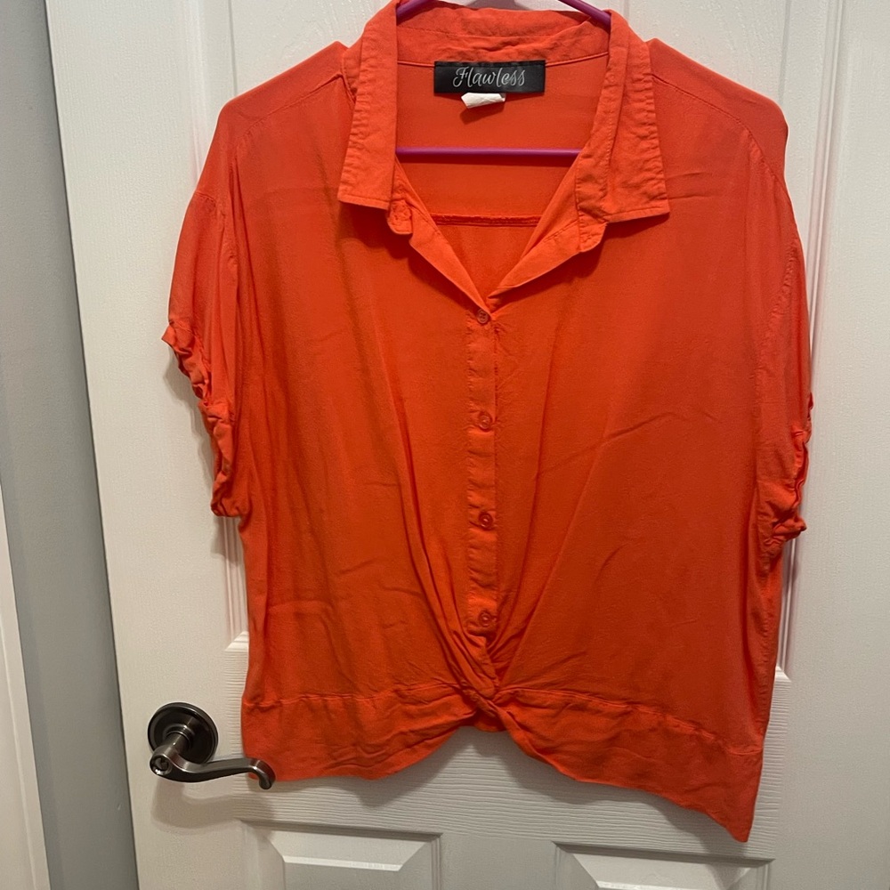 LAWLESS Women's Orange Button-Up Top - Picture 9 of 9